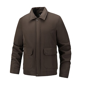Men's Winter Coat Fleece Jacket Casual Jacket Work Jacket Daily Outdoor Thermal Warm Pocket Full Zip Fall Winter Solid Color Streetwear Daily Hooded Regular Bl