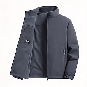 Men's Winter Coat Fleece Jacket Casual Jacket Daily Outdoor Thermal Warm Waterproof Pocket Full Zip Fall Winter Solid Color Streetwear Sports  Outdoors Stand C