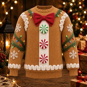 Christmas Men's Bowknot Ugly Pullover Sweater Jumper Knitwear Crewneck Casual Daily Christmas 3D Print Novelty Keep Warm Long Sleeve Spring Fall Winter rice wh