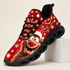 Men's Christmas Slip-On Sneakers with Funny Santa Cartoon and Snowflake Prints, Festive Graphic Style for Christmas Parties, Holiday Travel, Gift Giving and Ca