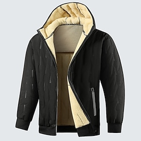 Men's Winter Coat Fleece Jacket Casual Jacket Hoodied Jacket Daily Outdoor Thermal Warm Pocket Full Zip Fall Winter Solid Color Streetwear Sports Outdoors Hoo