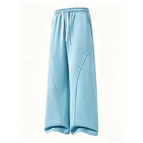 Men's Sweatpants Fleece Pants Trousers Winter Pants Straight Leg Sweatpants Drawstring Pocket Elastic Waist Plain Comfort Soft Casual Daily Outdoor Vacation Fa