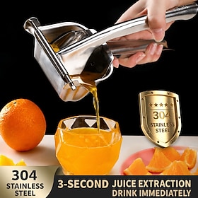 304 Stainless Steel Manual Juicer, Heavy-Duty Hand Press Citrus Squeezer for Fresh Orange Juice, Quick Juice Extraction, Easy-to-Use Fruit Press for Home Kitch