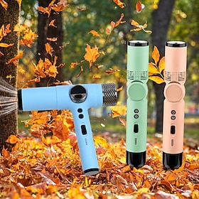 Portable Turbo Air Blower with LED Light, Cordless Electric Air Duster, Rechargeable Handheld Blower Fan with Battery Display, Type-C Charging, for Camping, Ca