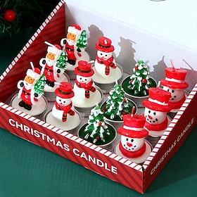 Christmas Decorative Candle Gift Set, Mini Santa Claus Snowman and Christmas Tree Shaped Candles in Gift Box, Festive Holiday Table Decorations, Christmas Part