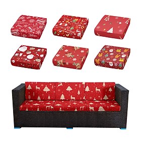 Christmas Printed Outdoor Sofa Cushion Covers Waterproof Heavy Duty Patio Chair Seat Cushion Slipcovers Zippered Xmas Furniture Protector for Deep Seat Couch G