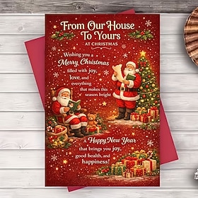 Christmas Greeting Cards with Envelopes, 2D Holiday Cards for Friends, Family and Neighbors, Festive Season's Greetings for Christmas Parties, Family Exchanges