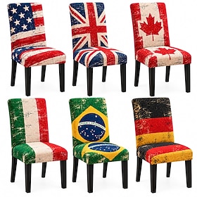 Vintage American Flag Chair Cover Stretch Patriotic 4th of July Celebration Printed Dining Chair Slipcover Universal USA Stars and Stripes Dustproof Seat Prote