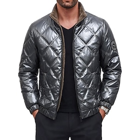 Men's Winter Coat Puffer Jacket Fleece Jacket Padded Pocket Padded Polyster Fleece lined Casual Daily Outdoor Regular Fashion Streetwear Thermal Warm Fall Win