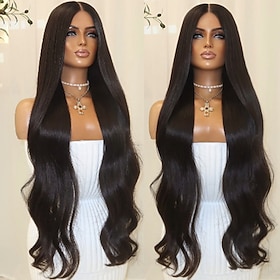 Human Hair 5x5 Closure 13x4 Lace Front Wig Middle Part Brazilian Hair Body Wave Natural Wig 150% 180% Density with Baby Hair Natural Hairline 100% Virgin Gluel