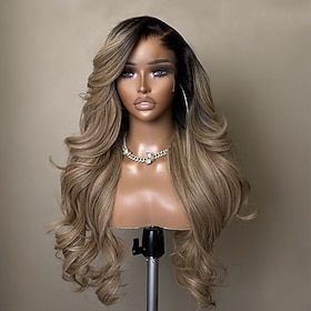 Human Hair 5x5 Closure 13x4 Lace Front Wig Side Part Brazilian Hair Body Wave Blonde Multi-color Wig 150% 180% Density with Baby Hair Ombre Hair Natural Hairli