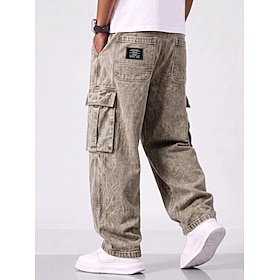 DenimTone™ Men's Cargo Pants Trousers Denim Pants 100% Cotton Drawstring Elastic Waist Straight Leg Plain Comfort Full Length Casual Daily Outdoor Vacation Fas