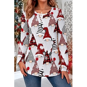 Christmas Women's Blouse Santa Claus Snowman Christmas Tree Fashion Stylish Classic Long Sleeve Crew Neck Regular Tops Casual Daily Sports White Spring Fall Wi