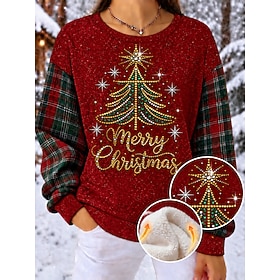Women's Sequins Rhinestone Sweatshirts Rhinestone Snowman Christmas Warm Active Fashion Long Sleeve Crew Neck Round Neck Regular Tops Casual Home Party Evening