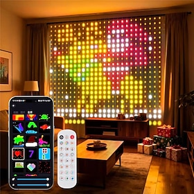 Christmas Smart LED Curtain Lights, RGBIC Color Changing Holiday Wall Lights, USB Powered DIY Pixel String Lights, APP Remote Control, Music Sync, Indoor Wind
