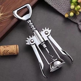Stainless Steel Wine and Beer Bottle Opener, Multifunctional Corkscrew with Ergonomic Handle, Durable Rust-Resistant Bottle Opening Tool for Home Kitchen and B