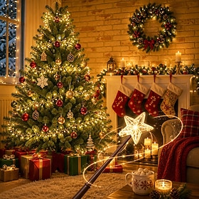 Christmas Firecracker Copper Wire Light String Fairy String Lights 8 Function Timer Magic Wand Controller Low Voltage Safety Plug Festival Wedding Party Atmosp