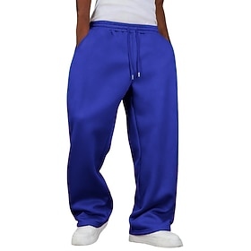 Men's Sweatpants Trousers Straight Leg Sweatpants Drawstring Pocket Elastic Waist Plain Comfort Soft Daily Outdoor Holiday Fashion Classic Style Dark Brown Bla