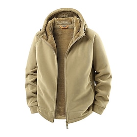 Men's Winter Coat Fleece Jacket Casual Jacket Hoodie Jacket Daily Outdoor Thermal Warm Pocket Full Zip Fall Winter Solid Color Streetwear Sports  Outdoors Hood