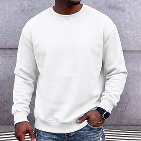 Men's Fleece Sweatshirt Pullover Hoodie Sweatshirt Pullover Blue White Black Yellow Navy Blue Crew Neck Plain Casual Daily Sports  Outdoor Streetwear Cool Spor