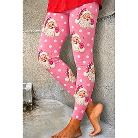 Christmas Women's Leggings Vacation Vintage Fashion Full Length High Waist Graphic Santa Claus Christmas Tree Printing Thermal Warm Comfy Comfort High Elastici