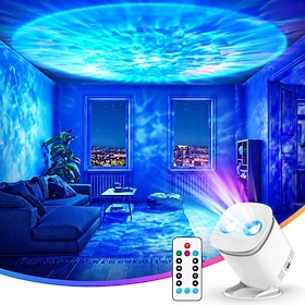 Ocean Wave Projector Light, RGB LED Water Ripple Night Light with Remote Control, Color Changing Ceiling Projection Lamp for Bedroom, Living Room, Relaxation a