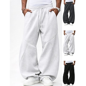 Men's Sweatpants Trousers Straight Leg Sweatpants Drawstring Pocket Elastic Waist Plain Comfort Soft Daily Outdoor Holiday Fashion Classic Style White Black Mi