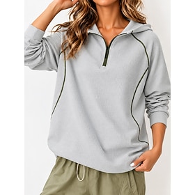 Women's Waffle Hoodies Textured Pullover Hoodie Sweatshirt Half Zip Plain Sports Fashion Basic Long Sleeve V Neck Moisture Wicking Long Tops Casual Going out d
