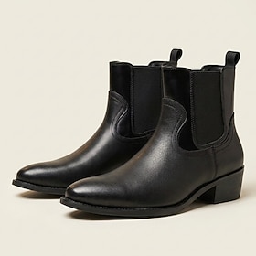 Men's Chelsea Boots Slip-On Ankle Boots with Elastic Side Panels and Sleek Pointed Toe, Classic Minimalist Style for Office, Business Casual, Dinner and Everyd