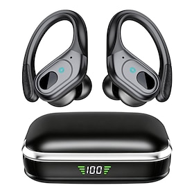 Open Ear Wireless Earbuds, Bluetooth Sports Headphones with Ear Hooks, LED Battery Display, Long Playtime, Powerful Audio and Secure Fit for Running Workout, G