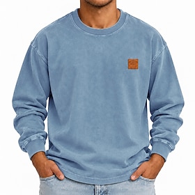 SoftFade Men's T Shirt 100% Cotton Acid Wash Shirt Long Sleeve Crew Neck Vintage Style Faded Plain Spring Fall All Seasons Solid Color Plain Vintage Casual Cas