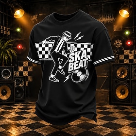 Men's Check T Shirt Short Sleeve T shirt 3D Print Crew Neck Shirt Fashion Casual Daily Street Black 1 Black Black 2 Summer Spring Clothing Apparel S M L XL XXL