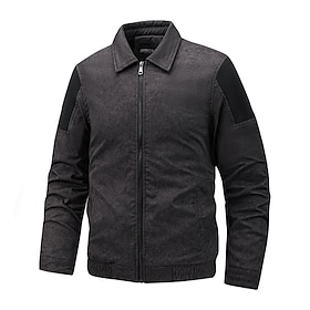 Men's Winter Coat Fleece Jacket Casual Jacket Daily Outdoor Thermal Warm Pocket Full Zip Fall Winter Solid Color Streetwear Sports  Outdoors Turndown Regular B