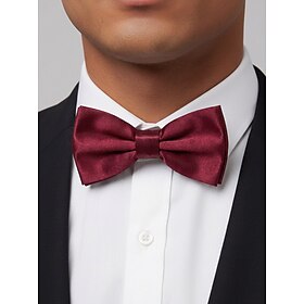 Men's Classic Solid Color Self-Tie Bow Tie, Polyester Formal Butterfly Bowtie in Black White Red, Elegant Holiday Party Accessory for Christmas, Weddings, Banq