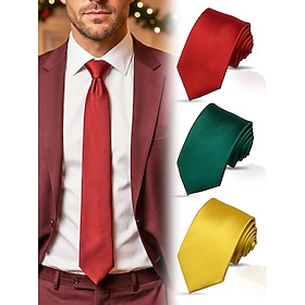 Men's Polyester Classic Solid Color Necktie, Subtle Diagonal Stripe Tie in Multiple Colors for Christmas Parties, Weddings, Business Meetings and Formal Events
