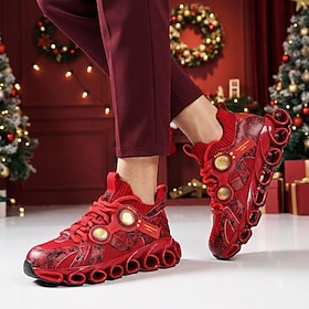 Hombre Deportivo Casual Navidad Tejido Cómodo Antideslizante Cordones Rojo Verano Primavera Otoño