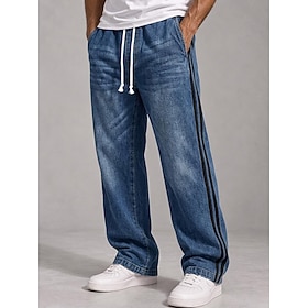 DenimTone™ Men's Jeans Trousers 100% Cotton Denim Pants Casual Pants Drawstring Elastic Waist Straight Leg Plain Comfort Full Length Daily Outdoor Streetwear F