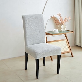 Housses extensibles pour chaises de salle à manger, housses de chaise à motif jacquard feuilles, housses modernes texturées pour chaises sans accoudoirs à doss