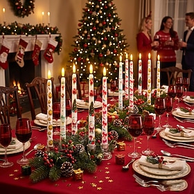 LED Flameless Taper Candles, Remote Control Long Stick LED Candle Lights, Battery Powered Flickering Fake Candles, Outdoor Indoor Decor for Christmas Party Hol
