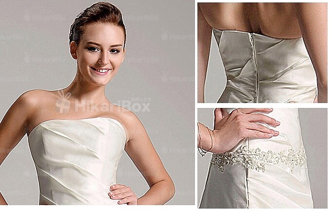 A tubino Abiti da sposa Senza bretelline Strascico di corte Raso Senza maniche con 2022 del 2026 a $218.49 –P1