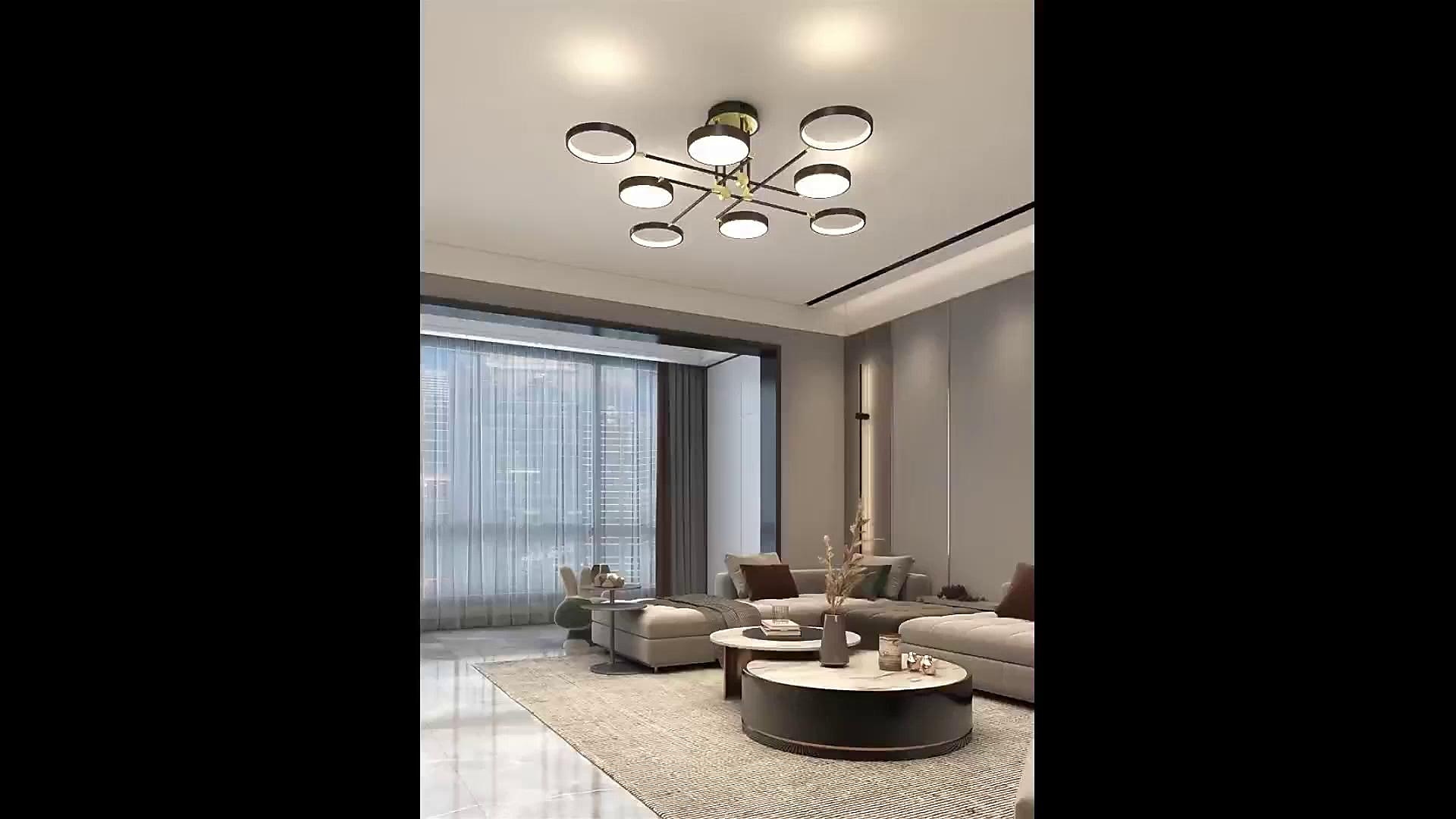 LED Ceiling Light Dimmable Light Modern Black Gold Circle Design 75 cm ...