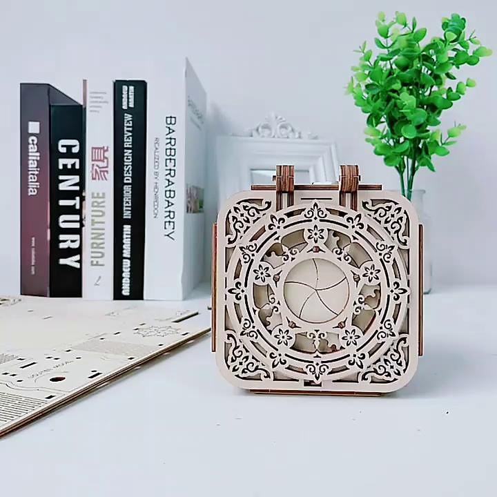 Hands Craft DIY 3D Wooden Puzzle Antique Jewel Box Music Box Kit Laser