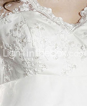 Linea-A Abiti da sposa A V Strascico di corte Di pizzo Organza Cinghie Regolari Traforato con Di pizzo Perline 2022 del 2026 a $218.49 –P3