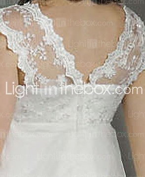 Linea-A Abiti da sposa A V Strascico di corte Di pizzo Organza Cinghie Regolari Traforato con Di pizzo Perline 2022 del 2026 a $218.49 –P5