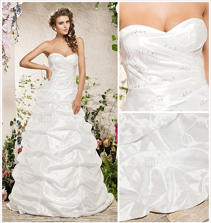 Hall Wedding Dresses A-Line Sweetheart Strapless Sleeveless Chapel Train Taffeta Bridal Gowns With 2025 2026 - $321.99 –P1