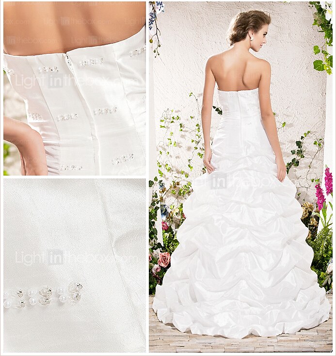 Hall Wedding Dresses A-Line Sweetheart Strapless Sleeveless Chapel Train Taffeta Bridal Gowns With 2025 2026 - $321.99 –P2