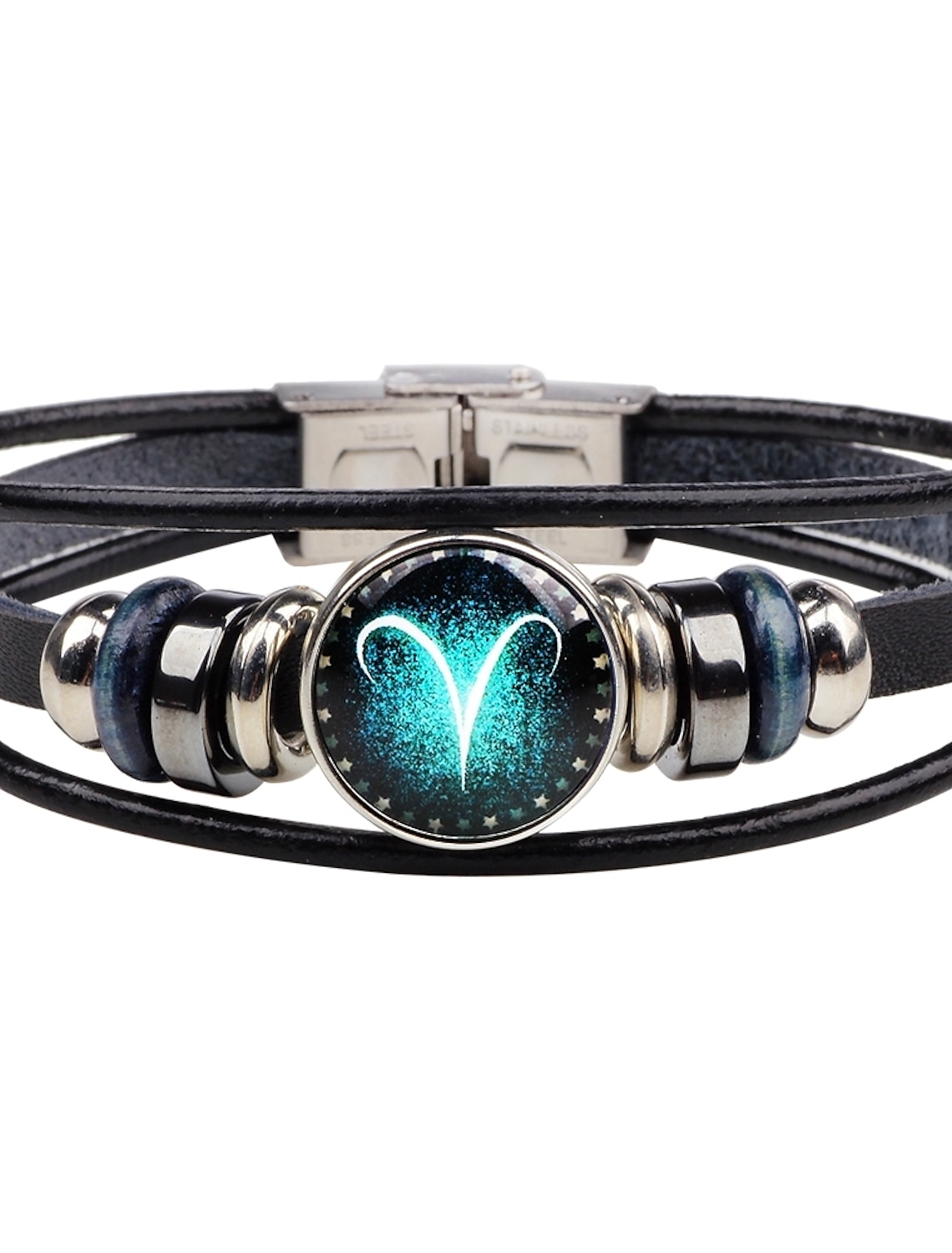 Design Armband Leder Strass Perlen Quaste Magnetarmband Grau oder Schwarz NEU