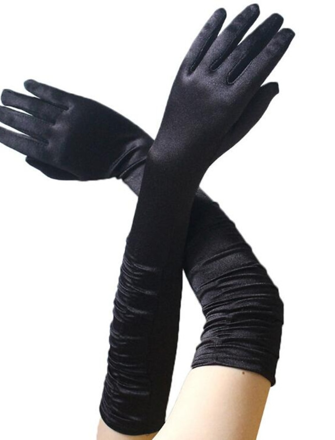 Gatsby 1920s Fancy Beaded Satin Stretchy Wrist Dressy Formal Gloves 