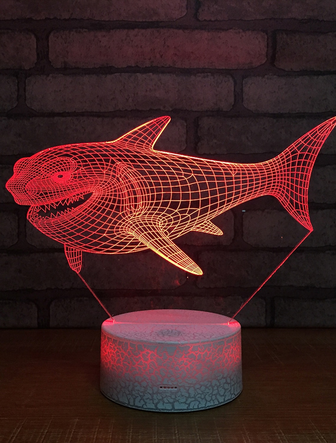 Cool Novel 3D Shark Pattern LED Night Light USB Power 7 Colors Change Lamp