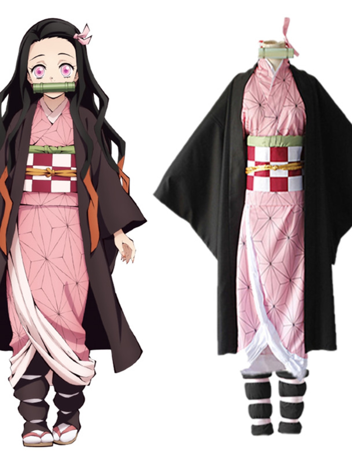 Demon Slayer Kimetsu no Yaiba Kamado Nezuko Cosplay Pink Dress Pajamas Costume 